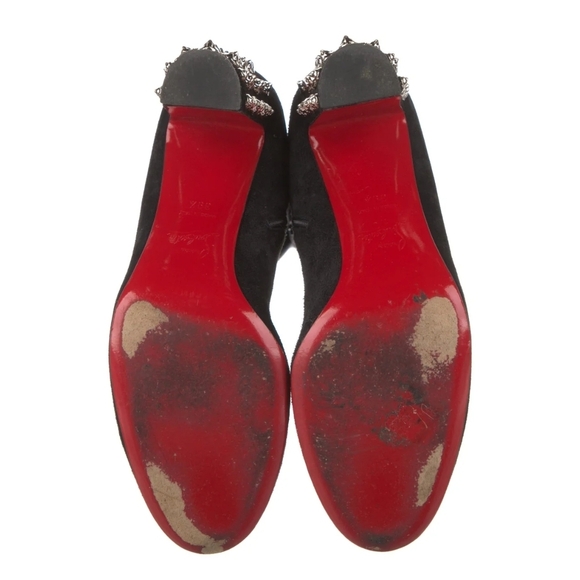 Christian Louboutin Black Over-the-Knee Boots with Studded Heel - Picture 5 of 5